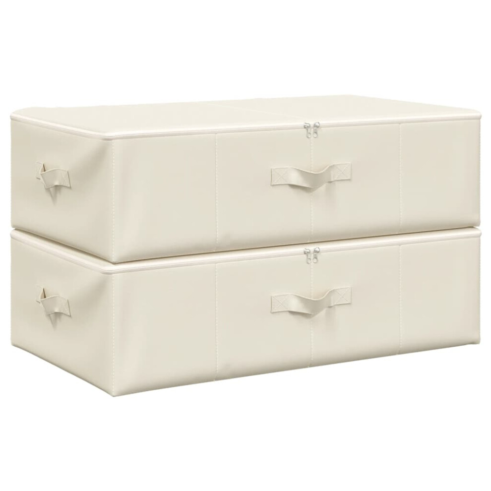 Vidaxl 2X Storage Boxes Fabric Home Foldable Box Storage Case Chest Cream