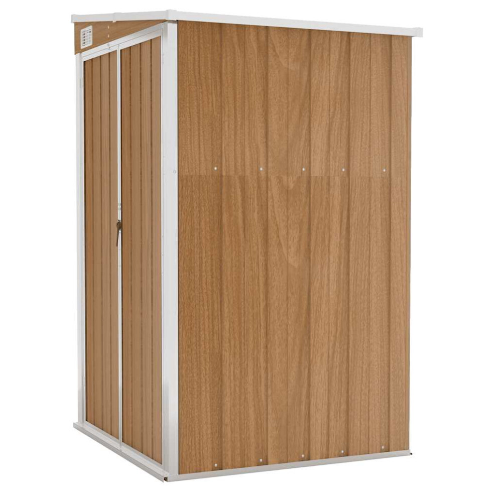 Vidaxl (Brown, 118 X 100 X 178 Cm) Wall-Mounted Garden Shed Outdoor Tool Storage Shed Galvanised Steel