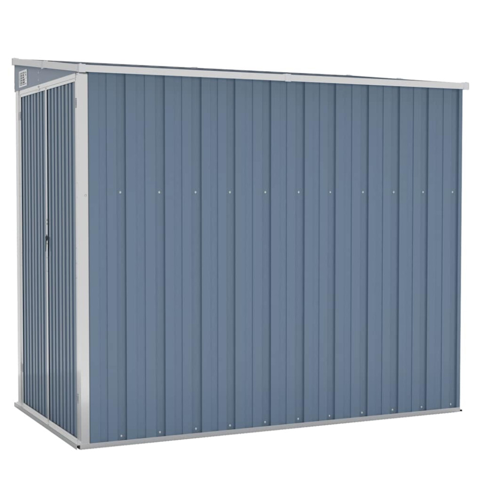 Vidaxl Wall-Mounted Garden Shed Grey Galvanised Steel Patio Tool Storage Shed