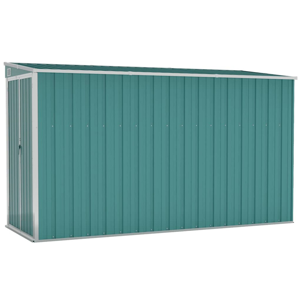 Vidaxl Wall-Mounted Garden Shed Green Galvanised Steel Patio Tool Storage Shed