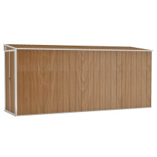 vidaXL Wall-mounted Garden Shed Brown Galvanised Steel Patio Tool Storage Shed