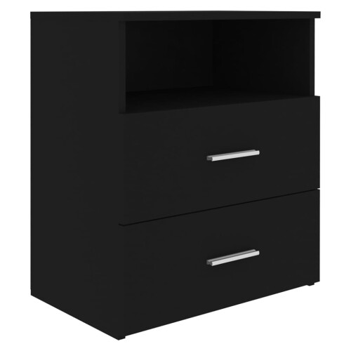 VidaXL vidaXL Bed Cabinet Black Bedside Side Table Storage Cabinet Nightstand Set