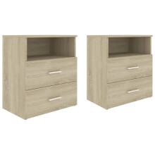 vidaXL 2x Bed Cabinets Sonoma Oak Bedside Side Storage Cabinet Nightstand