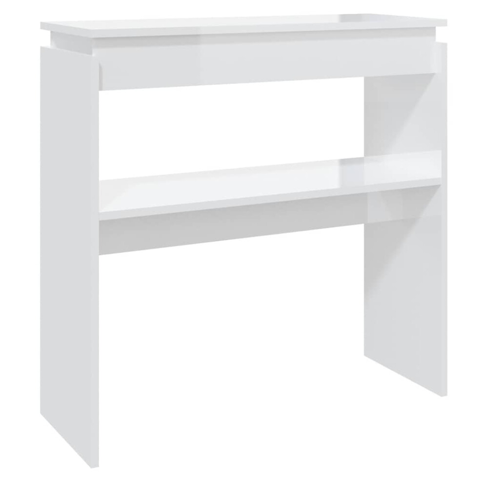 vidaXL Console Table High Gloss White Engineered Wood Couch Accent Side Table