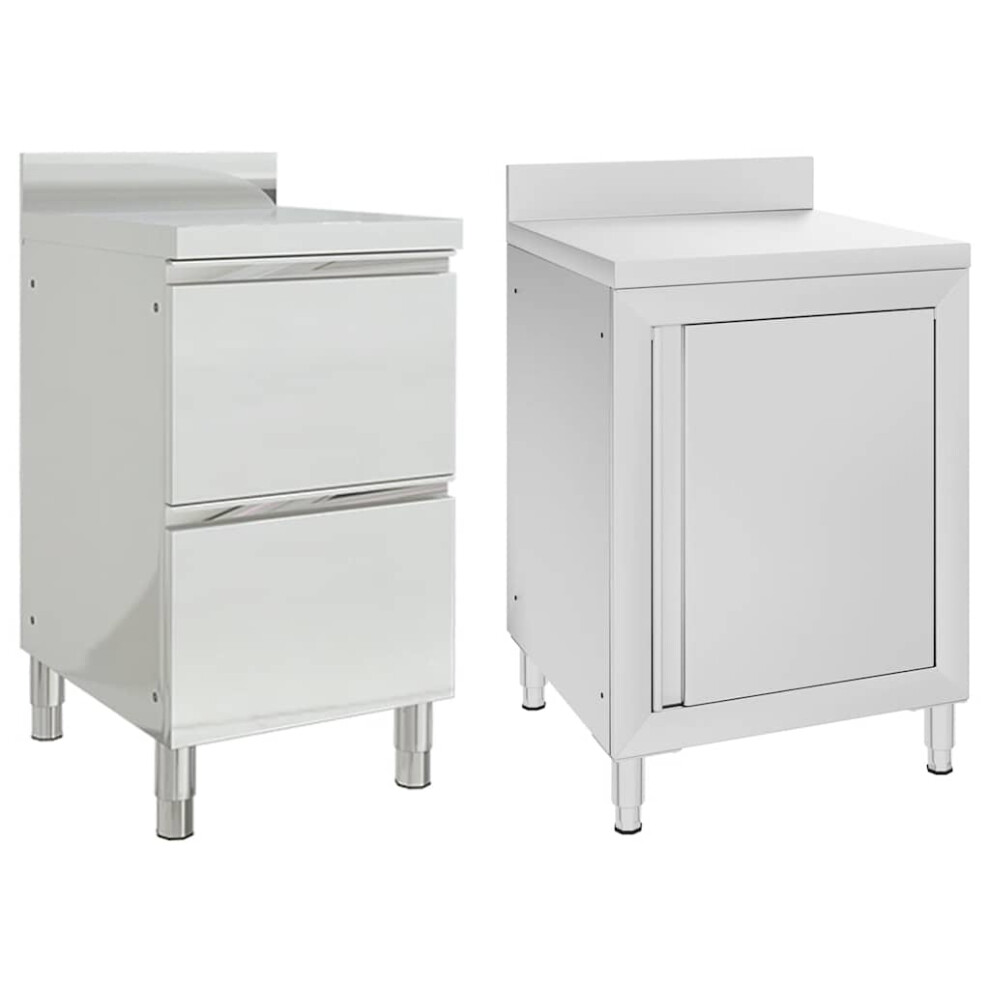(Cabinet + Cabinet With 2 Drawers, 2 Pcs) Vidaxl 1/2X Commercial Kitchen Cabinet Stainless Steel Home With 2/3 Drawers 8720286642122