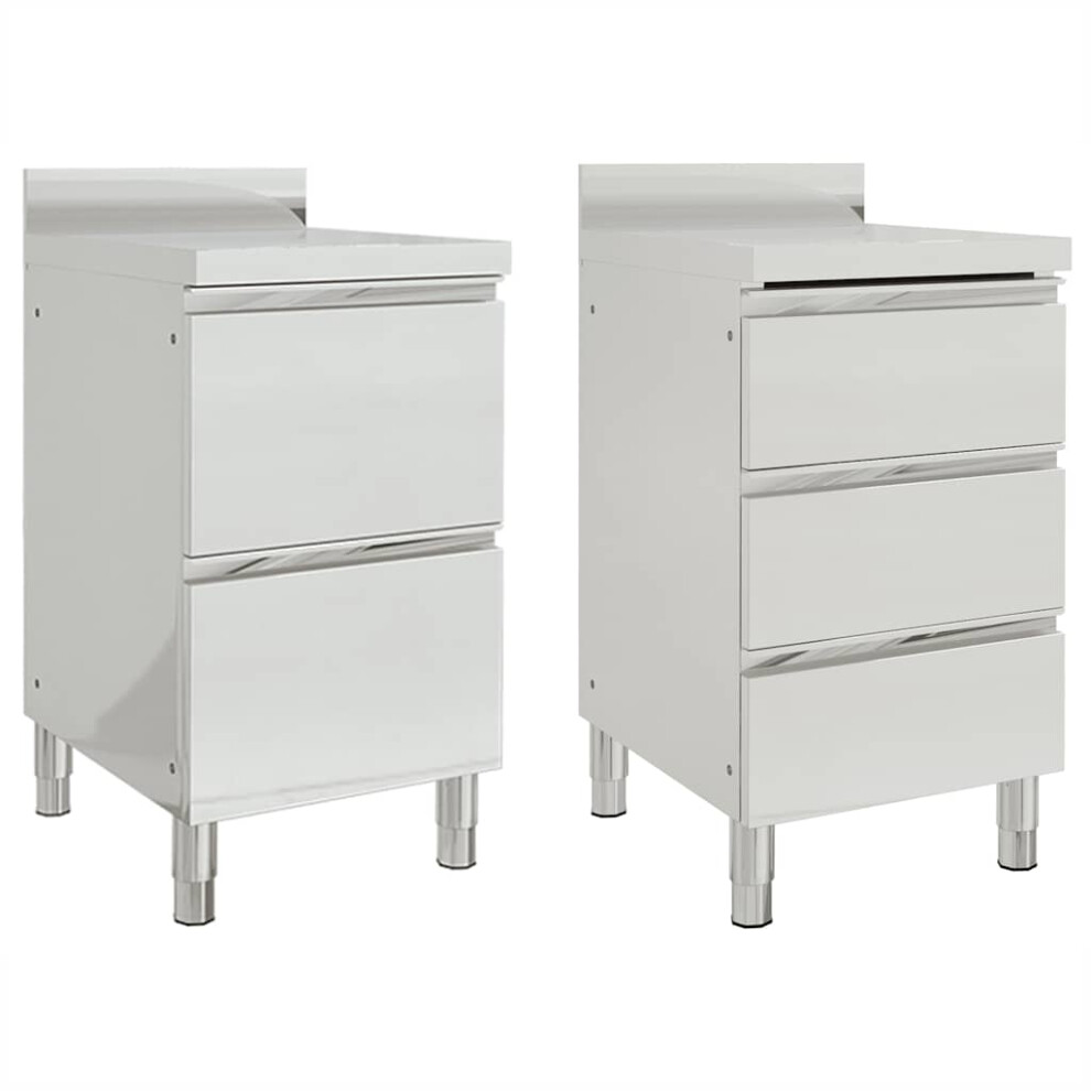 (Cabinet With 2 Drawers + Cabinet With 3 Drawers, 2 Pcs) Vidaxl 1/2X Commercial Kitchen Cabinet Stainless Steel Home With 2/3 Drawers 8720286642108
