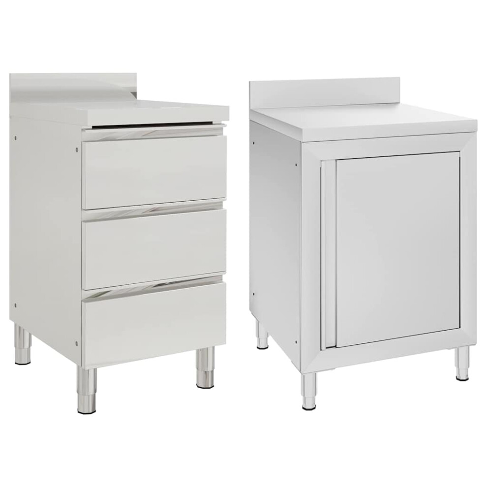 (Cabinet + Cabinet With 3 Drawers, 2 Pcs) Vidaxl 1/2X Commercial Kitchen Cabinet Stainless Steel Home With 2/3 Drawers 8720286642139