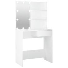 (White) vidaXL Dressing Table with LED Vanity Table Makeup Vanity Desk Cosmetic Table