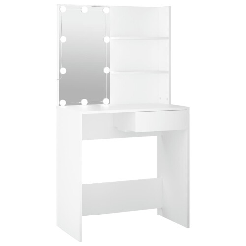 VidaXL (White) vidaXL Dressing Table with LED Vanity Table Makeup Vanity Desk Cosmetic Table
