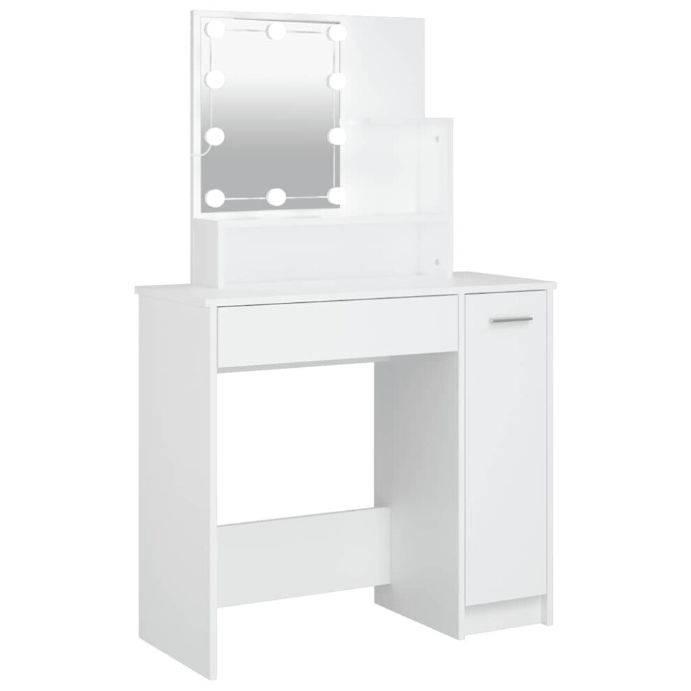 Vidaxl (White) Dressing Table With Led Vanity Table Makeup Vanity Desk Cosmetic Table White