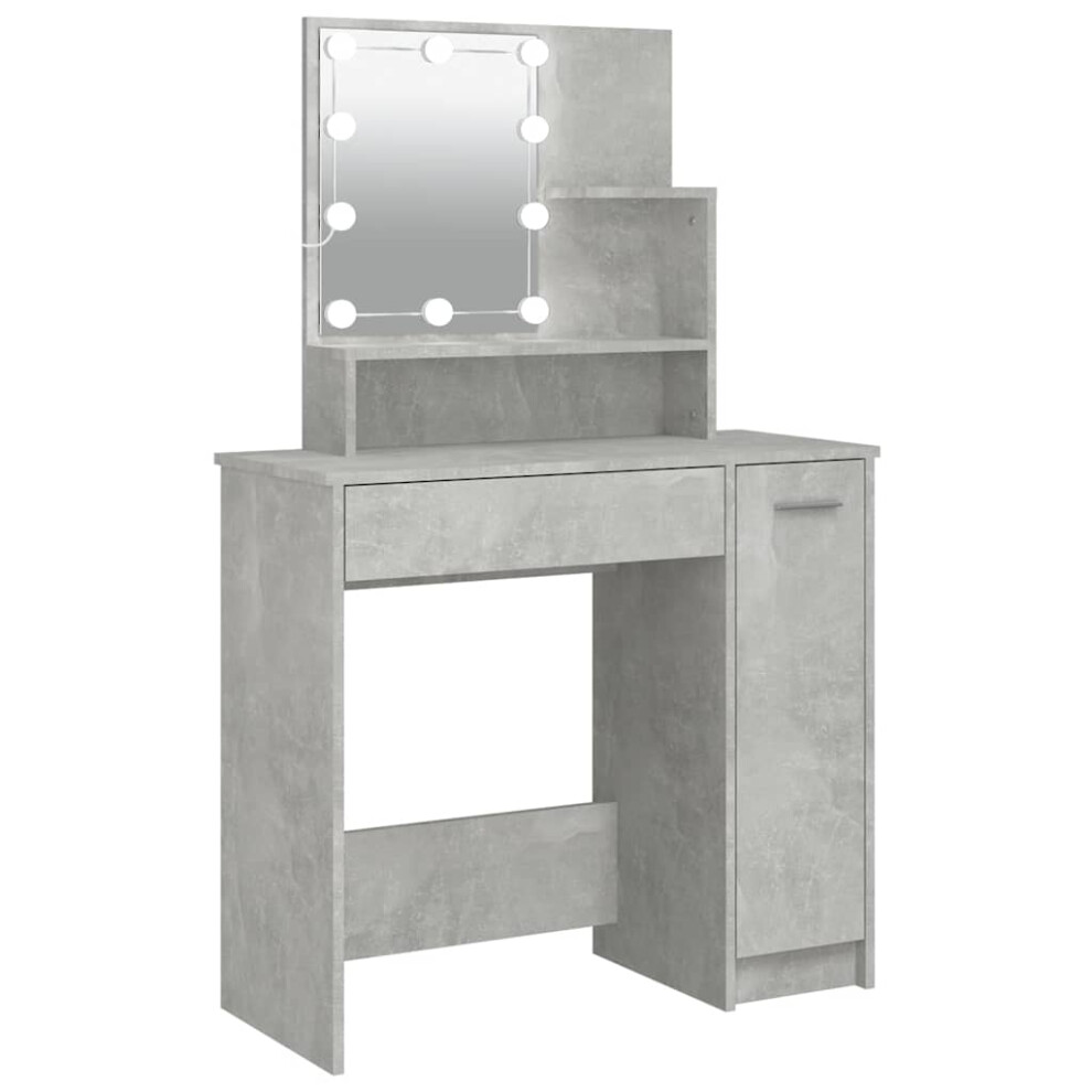 Vidaxl (Concrete ) Dressing Table With Led Vanity Table Makeup Vanity Desk Cosmetic Table Grey