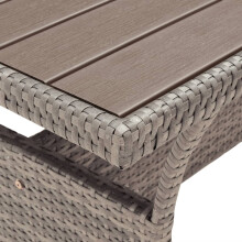 vidaXL Garden Table Grey Poly Rattan Outdoor Patio Dining Dinner Table Desk