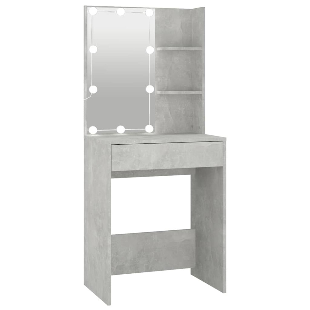 Vidaxl (Concrete Grey) Dressing Table With Led Makeup Vanity Desk Cosmetic Table Multi Colours