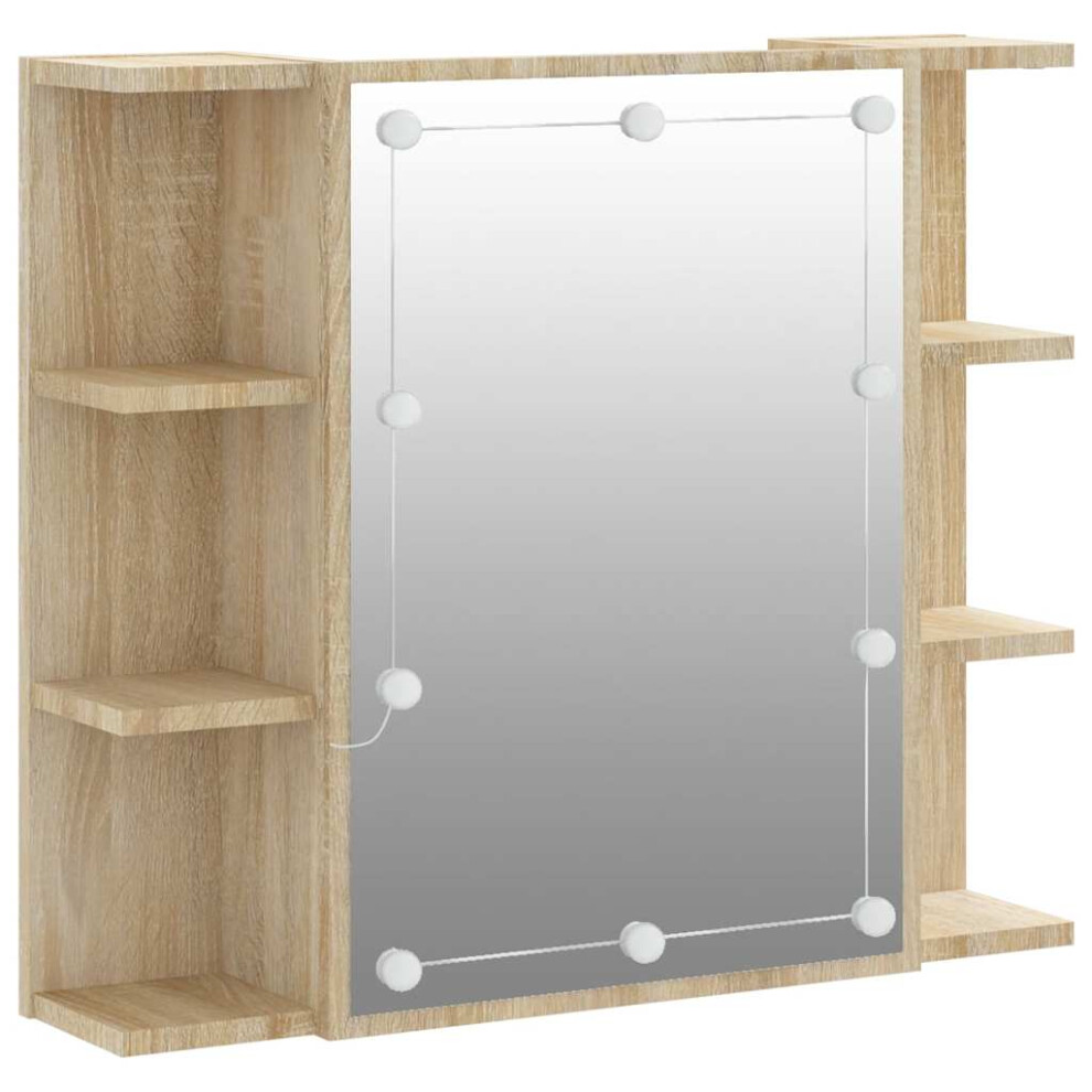 Vidaxl (Sonoma Oak) Mirror Cabinet With Led Washroom Storage Cabinet Bathroom Vanity Unit