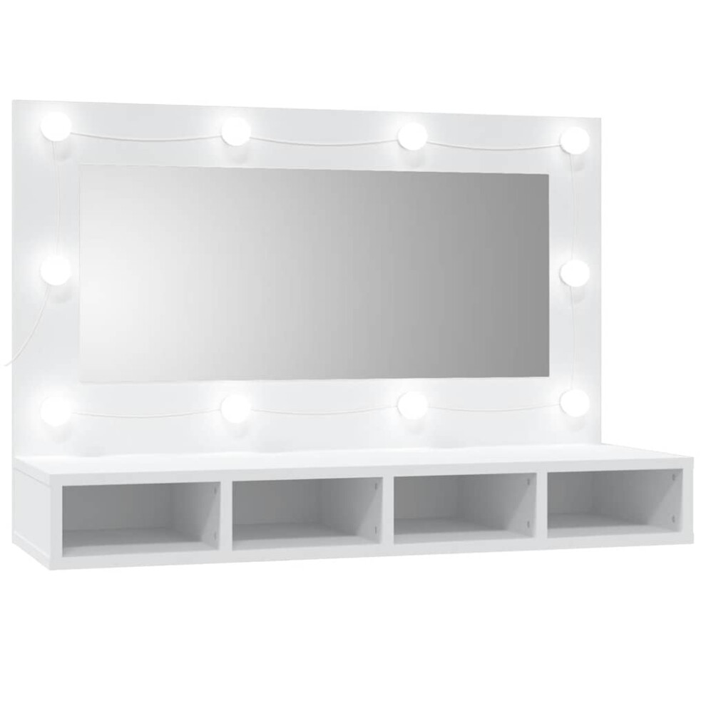 Vidaxl (White) Mirror Cabinet With Led Washroom Storage Cabinet Bathroom Vanity Unit White