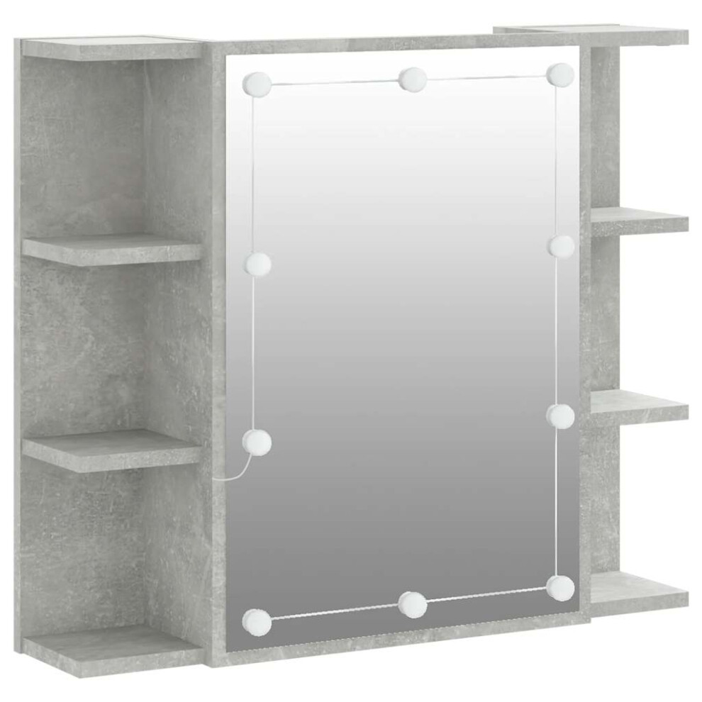 Vidaxl (Concrete ) Mirror Cabinet With Led Washroom Storage Cabinet Bathroom Vanity Unit Grey