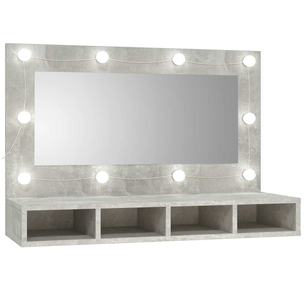 Vidaxl (Concrete ) Mirror Cabinet With Led Washroom Storage Cabinet Bathroom Vanity Unit Grey