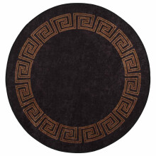 vidaXL Rug Washable φ120 cm Black and Gold Anti Slip Home Floor Carpet Mat