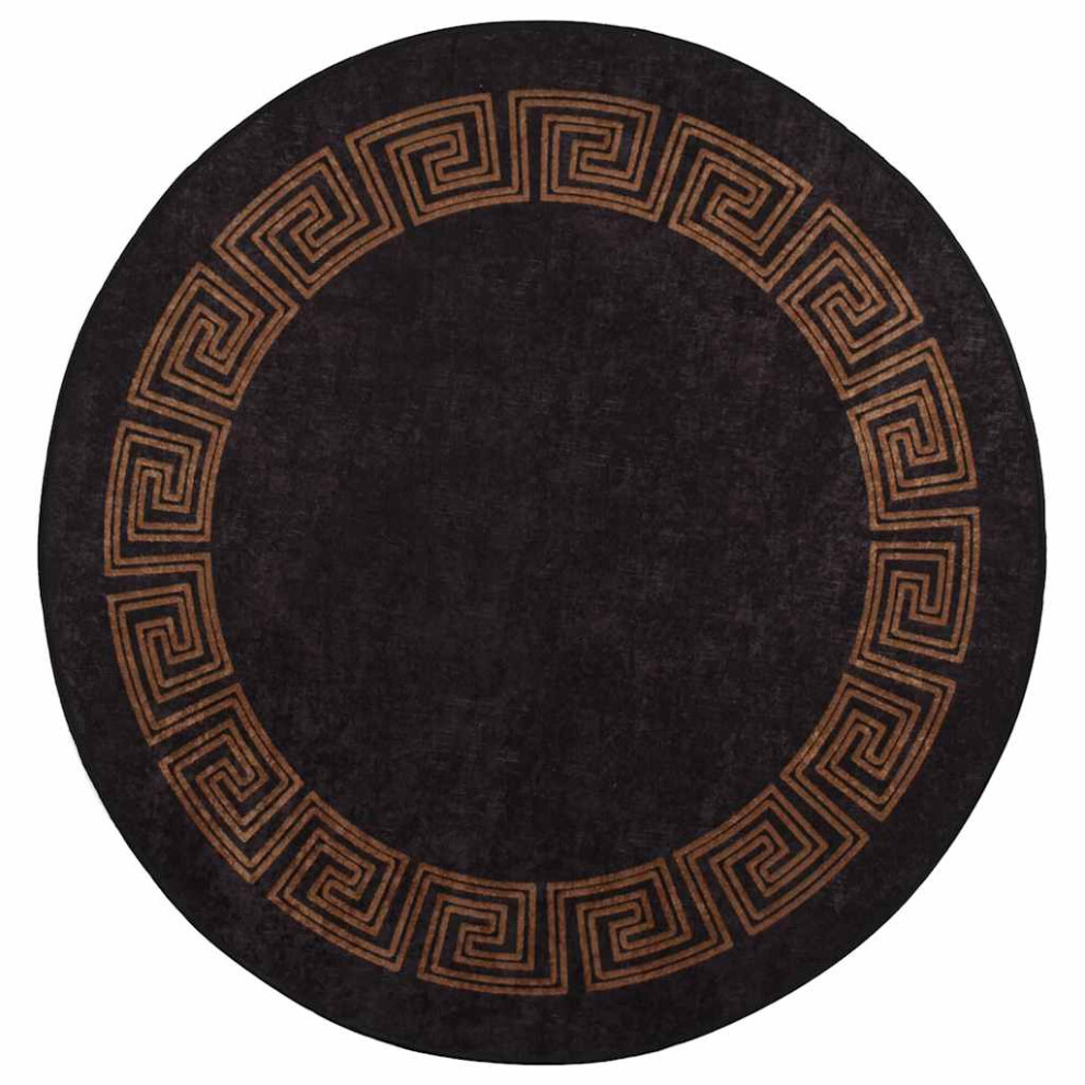Vidaxl Rug Washable Φ120 Cm Black And Gold Anti Slip Home Floor Carpet Mat