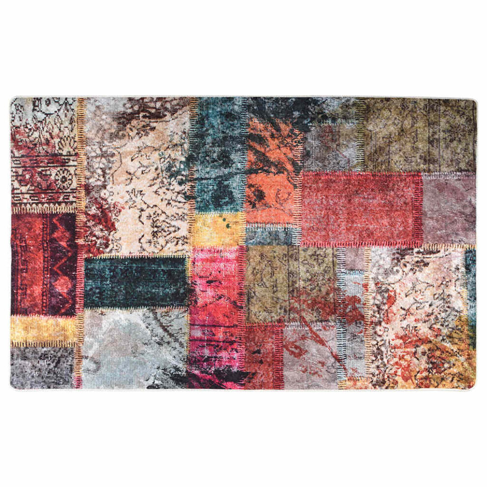 Vidaxl Rug Washable Patchwork Multicolour Anti Slip Home Floor Carpet Area Rug