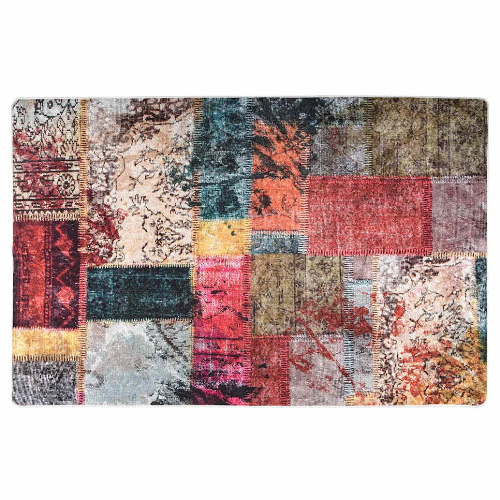 Vidaxl Rug Washable Patchwork Multicolour Anti Slip Home Floor Carpet Area Rug