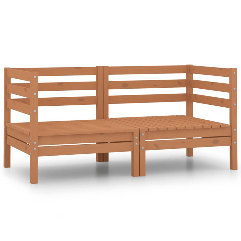 vidaXL 2x Solid Pinewood Garden Corner Sofas Honey Brown Corner Seat Sofa