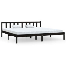 vidaXL Solid Pinewood Bed Frame Black 200x200 cm Furniture Bedstead Bed Base