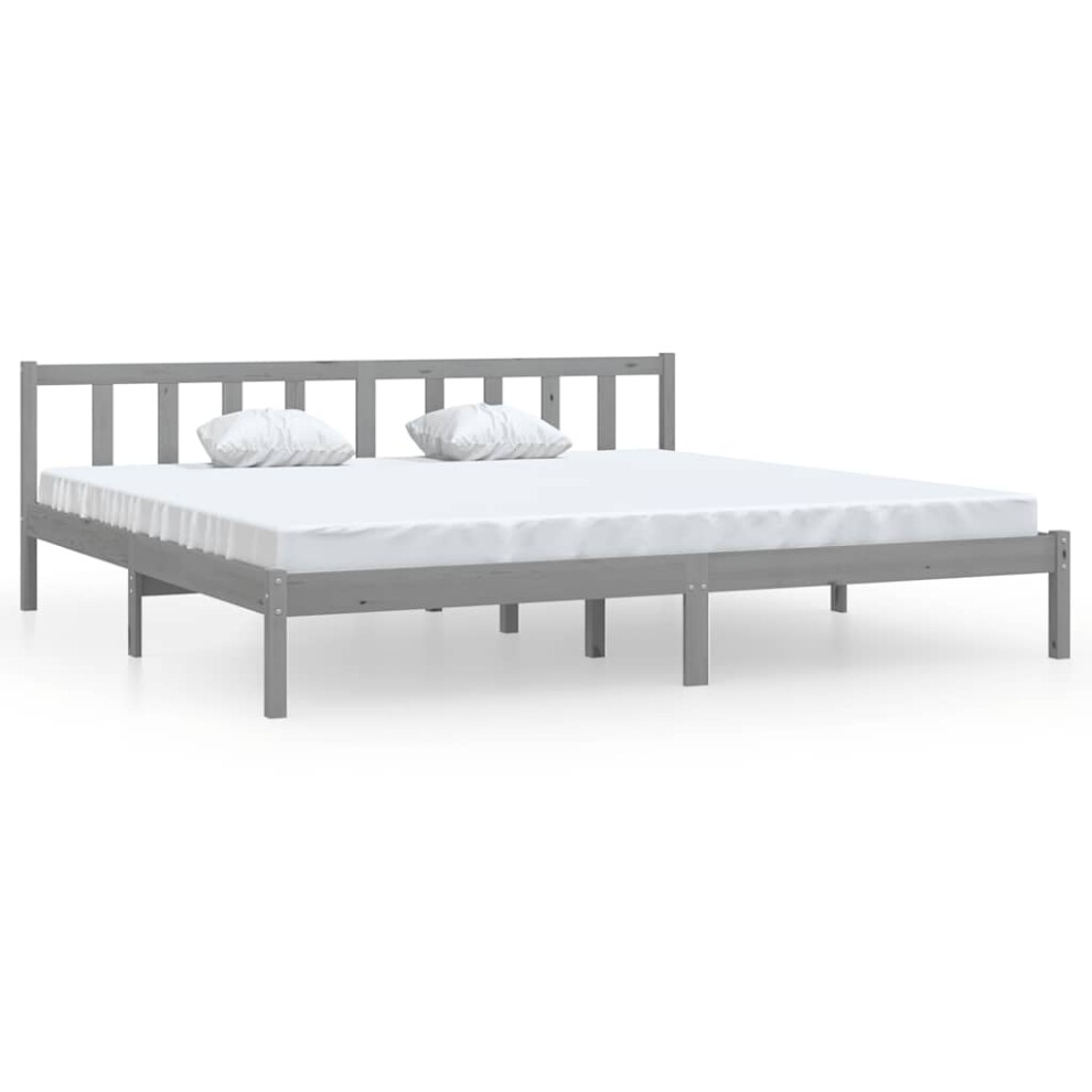 Vidaxl Solid Pinewood Bed Frame 200X200 Cm Furniture Bedstead Bed Base Grey