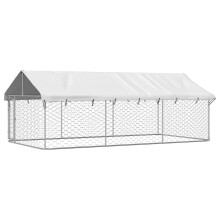 (400 x 200 x 150 cm) vidaXL Outdoor Dog Kennel with Roof Patio Enclosure Dog Cage Dog House Crate