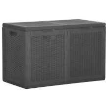 vidaXL Garden Storage Box 180L Black PP Rattan Outdoor Chest Case Tool Box