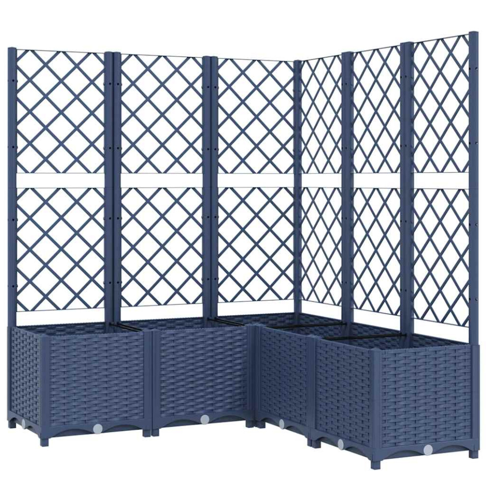 Vidaxl Garden Planter With Trellis Plant Pot Flower Pot Planter Blue Grey Pp