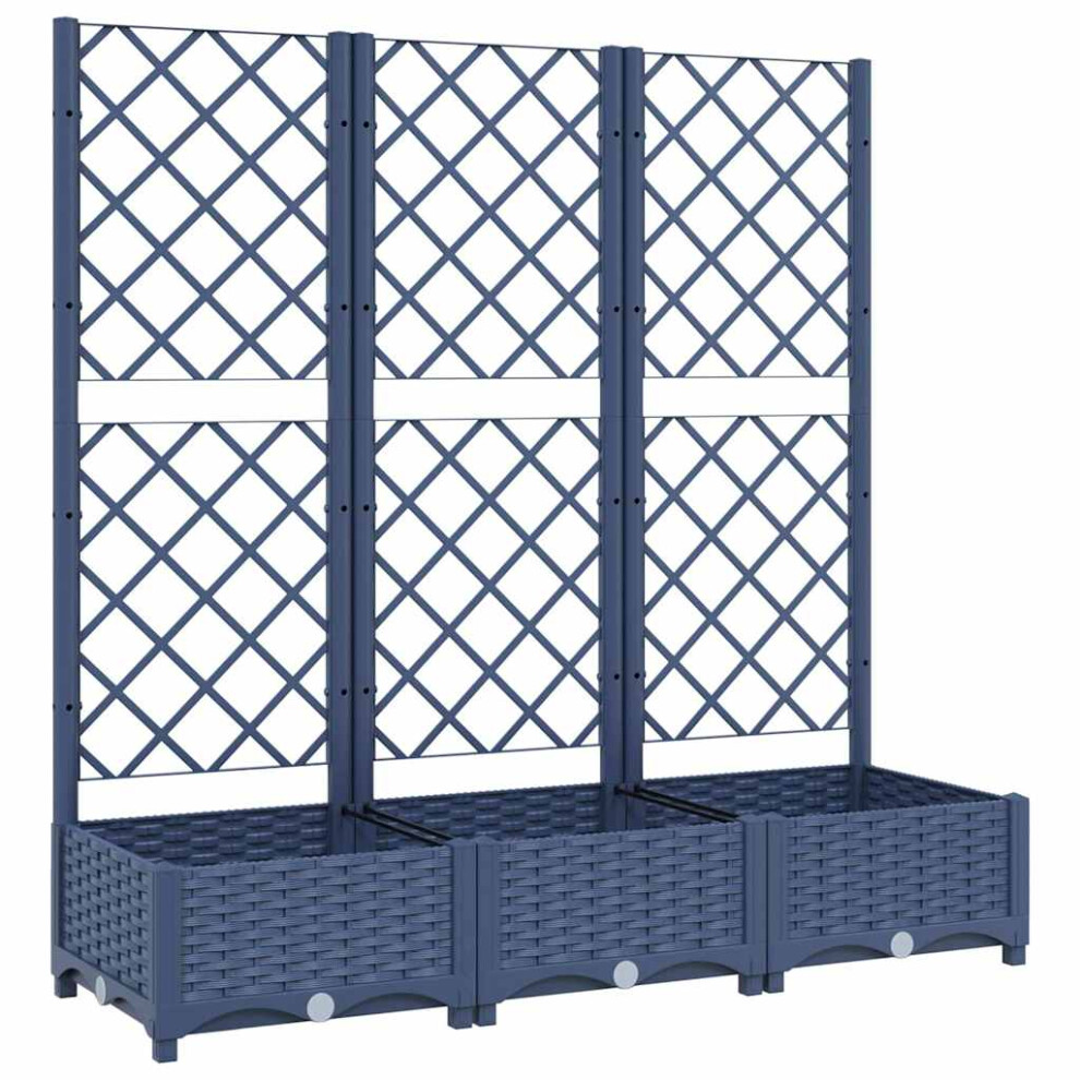 Vidaxl Garden Planter With Trellis Plant Pot Flower Pot Planter Blue Grey Pp