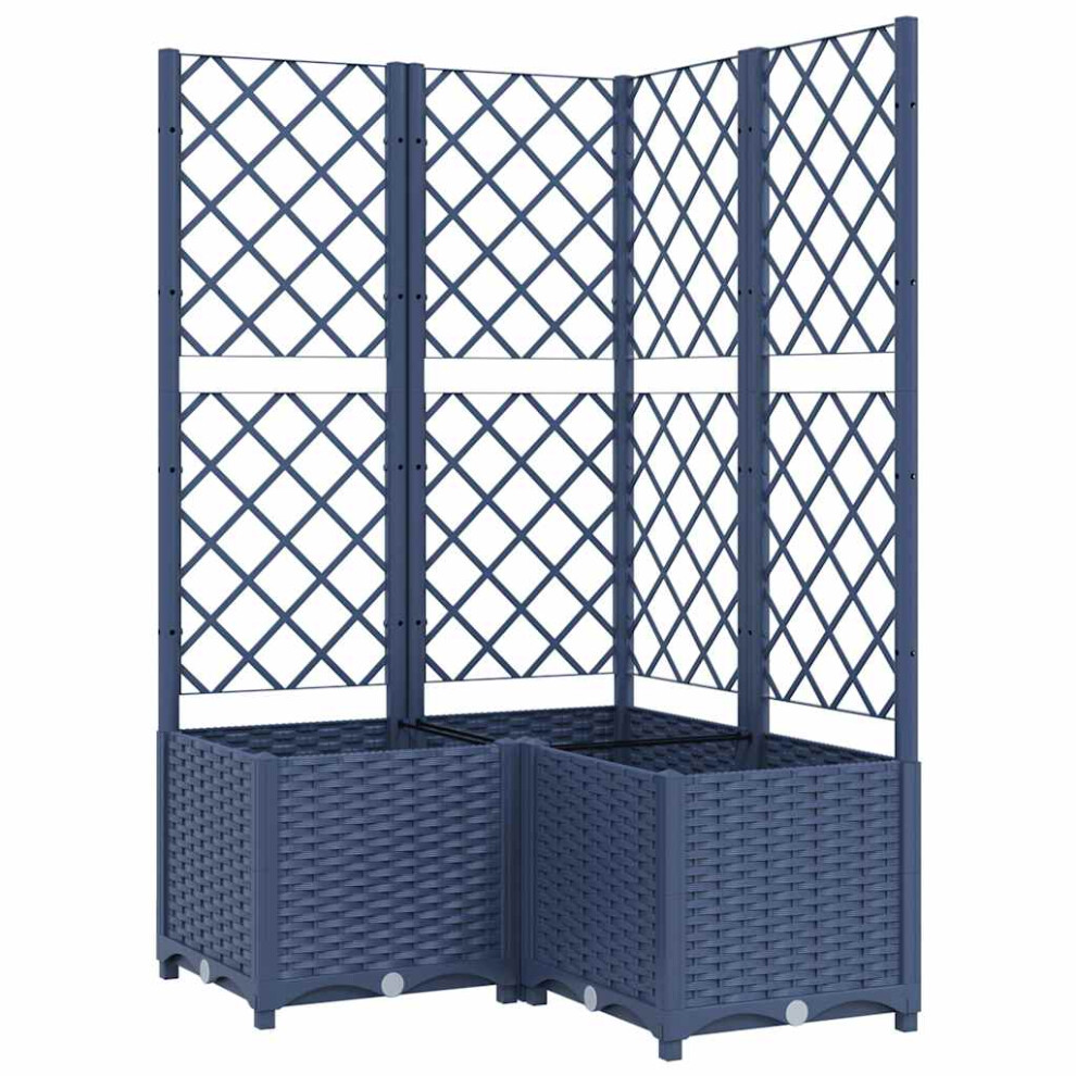 vidaXL Garden Planter with Trellis Plant Pot Flower Pot Planter Blue Grey PP