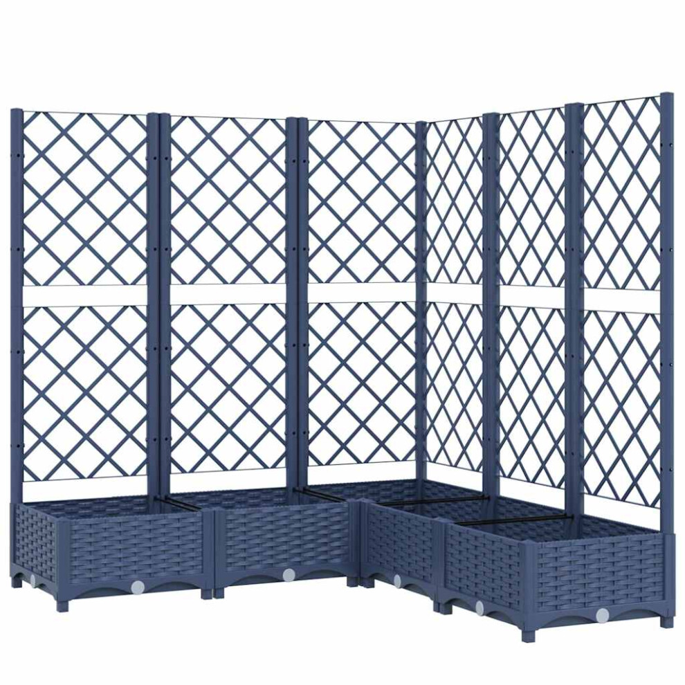 vidaXL Garden Planter with Trellis Plant Pot Flower Pot Planter Blue Grey PP