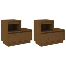 (honey brown, 2) vidaXL 1/2x Solid Wood Pine Bedside Cabinet Indoor Nightstand Multi Colours