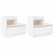 (white, 2) vidaXL 1/2x Solid Wood Pine Bedside Cabinet Indoor Nightstand Multi Colours