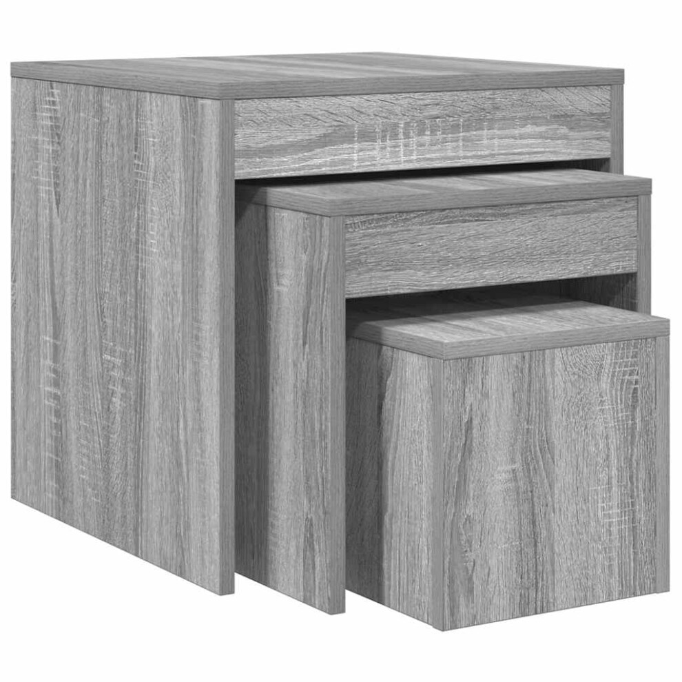 Vidaxl ( Sonoma) Nesting Tables Living Room Side Table End Table 3 Pcs Engineered Wood Grey