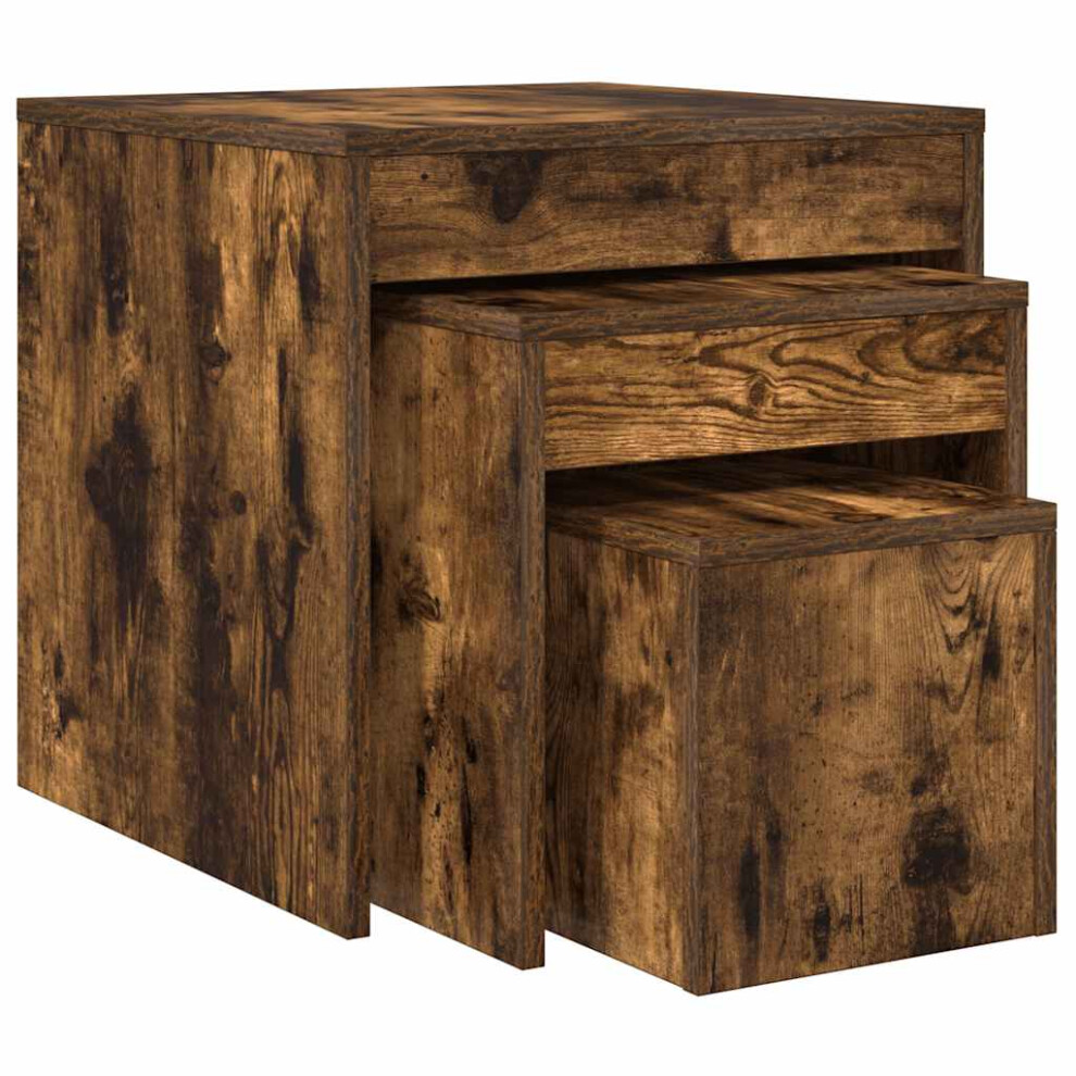 (smoked oak) vidaXL Nesting Tables Living Room Side Table End Table 3 pcs Engineered Wood