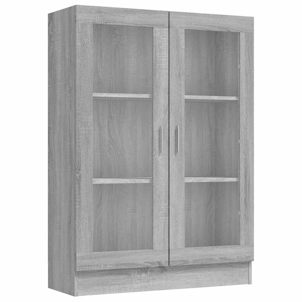 Vidaxl (Grey Sonoma) Vitrine Cabinet Book Stand Rack Cupboard Highboard Engineered Wood