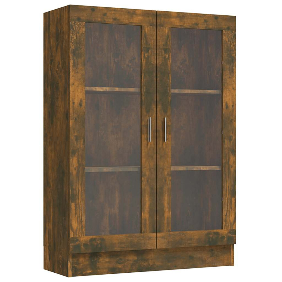 Vidaxl (Smoked Oak) Vitrine Cabinet Book Stand Rack Cupboard Highboard Engineered Wood
