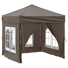(taupe, 197.5 x 197.5 x 234 cm) vidaXL Folding Party Tent with Sidewall Patio Camping Gazebo Pavilion Marquee