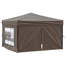 (taupe, 291 x 291 x 245 cm) vidaXL Folding Party Tent with Sidewall Patio Camping Gazebo Pavilion Marquee