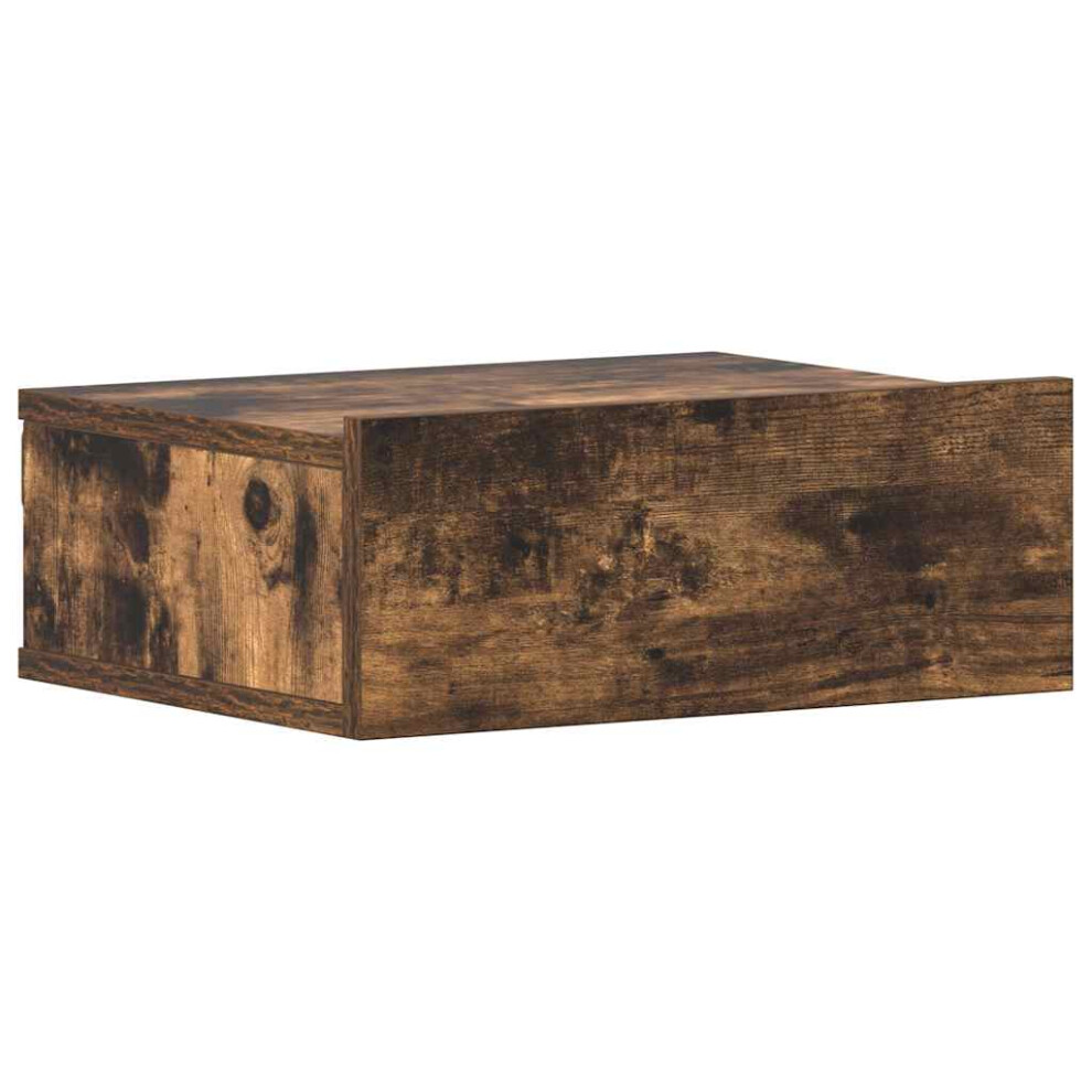 Vidaxl (Smoked Oak, 1) Floating Nightstand Wall Bedside Cabinet Hanging Shelf Engineered Wood