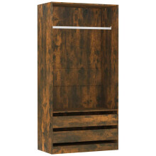 (Smoked oak) vidaXL Wardrobe Clothing Storage Hanger Clothes Cabinet Closet Engineered Wood