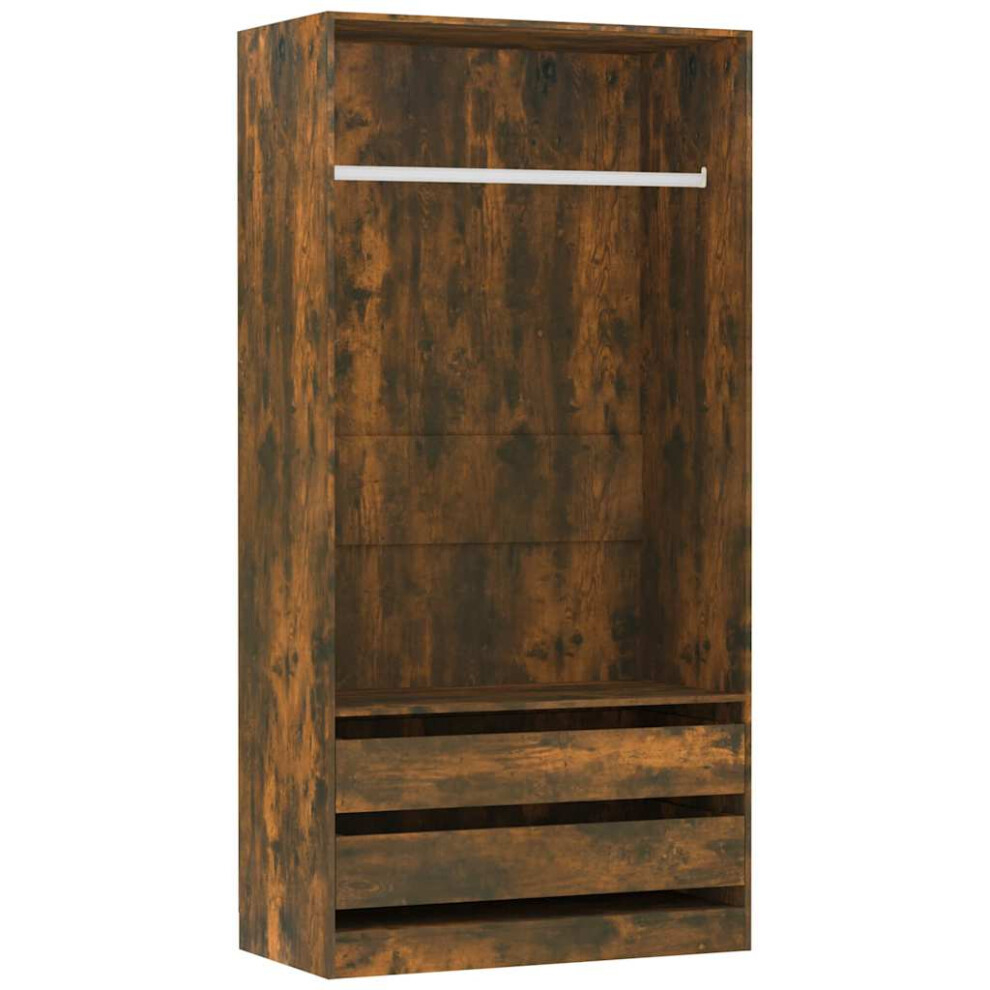 Vidaxl (Smoked Oak) Wardrobe Clothing Storage Hanger Clothes Cabinet Closet Engineered Wood