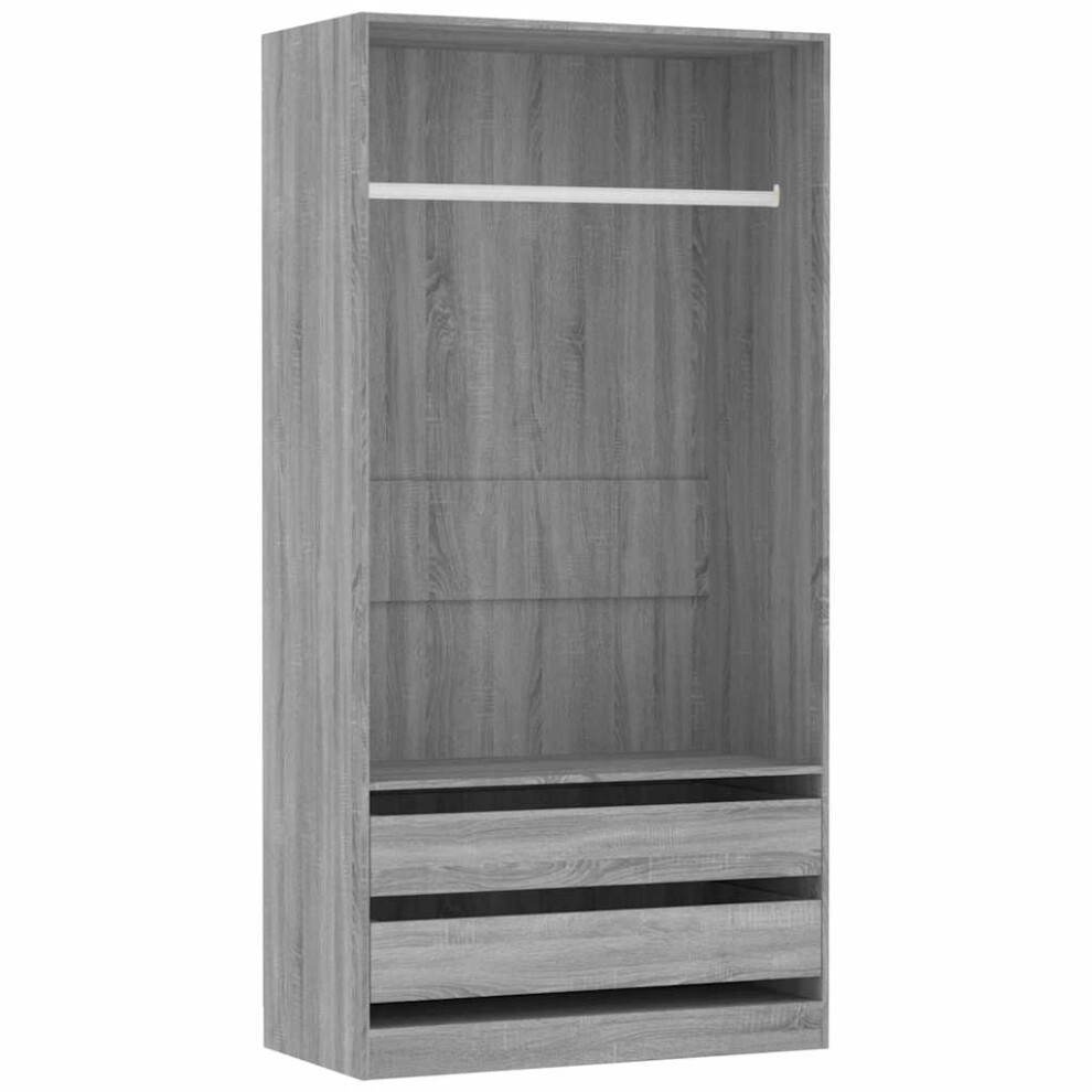 Vidaxl (Grey Sonoma) Wardrobe Clothing Storage Hanger Clothes Cabinet Closet Engineered Wood