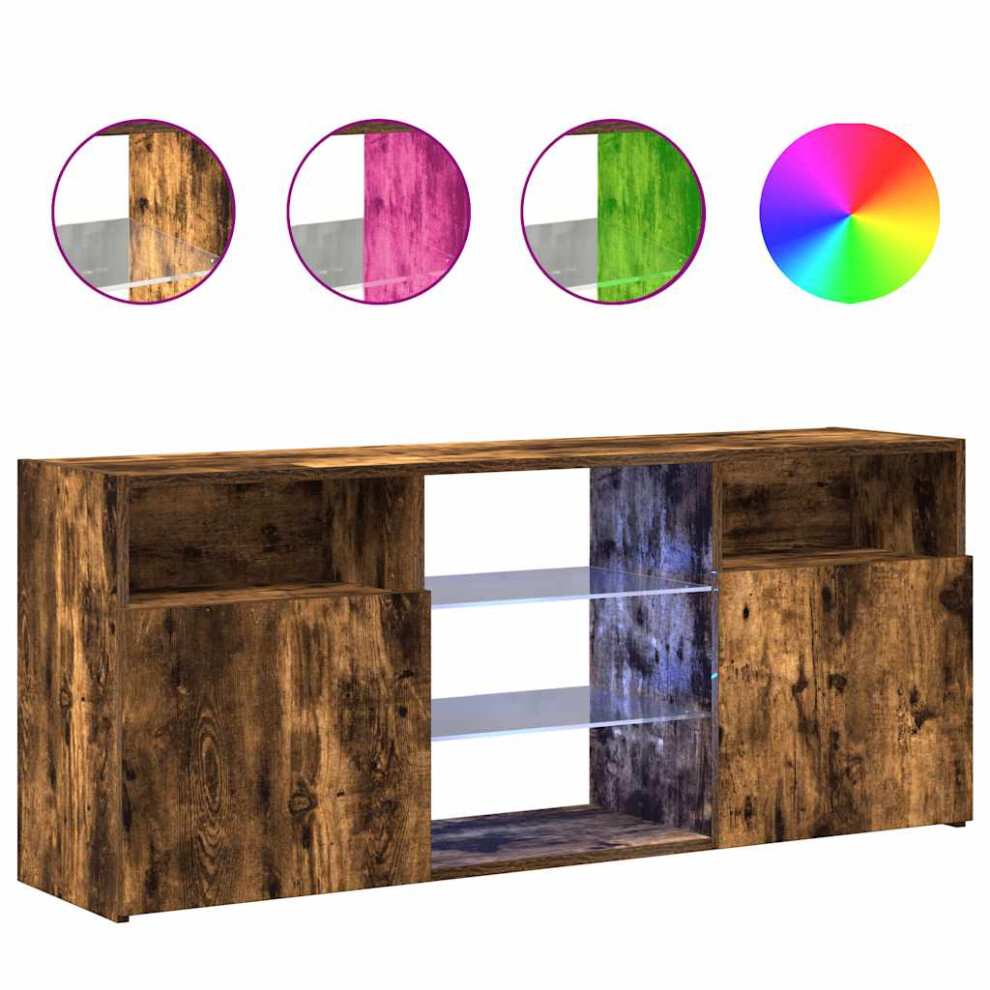 Vidaxl (Smoked Oak) Tv Cabinet With Led Lights Tv Stand Tv Unit Hall Entertainment Cenrtre Brown