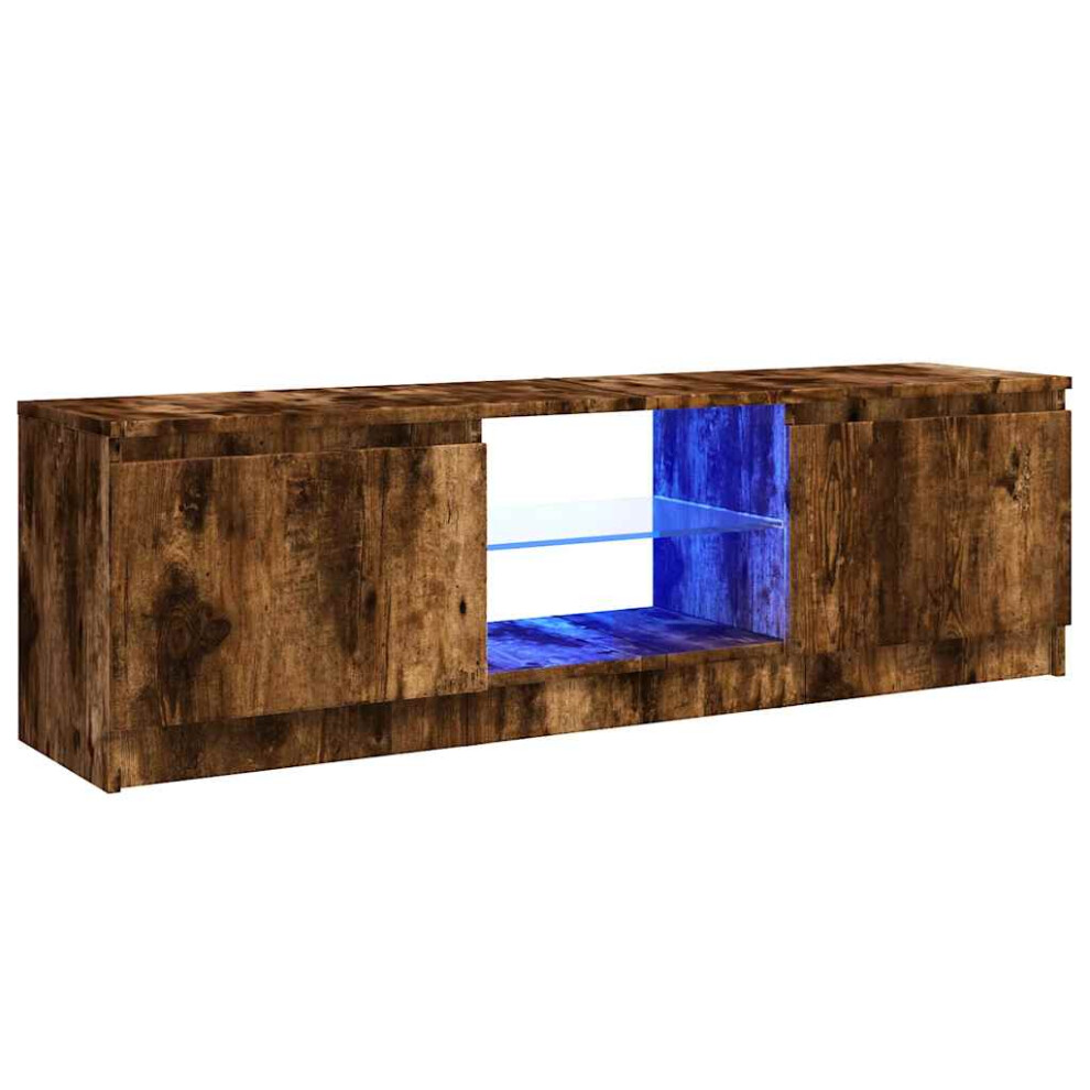 Vidaxl (Smoked Oak) Tv Cabinet With Led Lights Tv Stand Tv Unit Hall Entertainment Cenrtre Brown