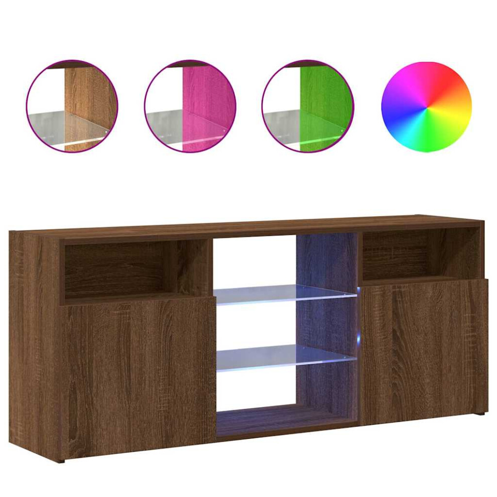Vidaxl ( Oak) Tv Cabinet With Led Lights Tv Stand Tv Unit Hall Entertainment Cenrtre Brown