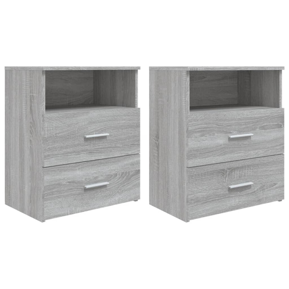 Vidaxl (Grey Sonoma, 2) Bed Cabinet Bedside Cabinet Storage Cabinet Nightstand Bed Side Table